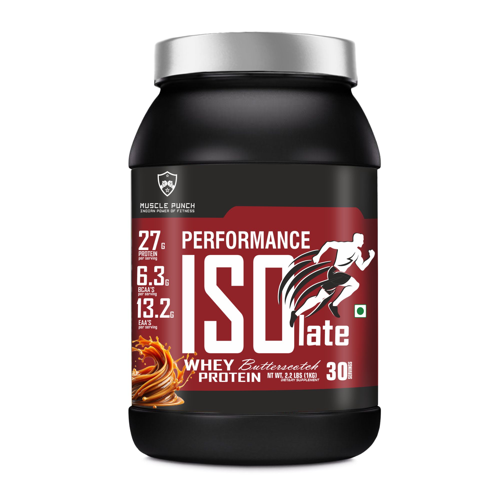 Muscle Punch | 100% Whey ISOLATE Protein – PERFORMANCE SERIES | Whey Protein | BUTTER SCOTCH, 1 KG